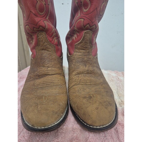 Tony Lama Men\'s Size 9.5D Western Cowboy Boots Brown Leather Red Shaft main image 8